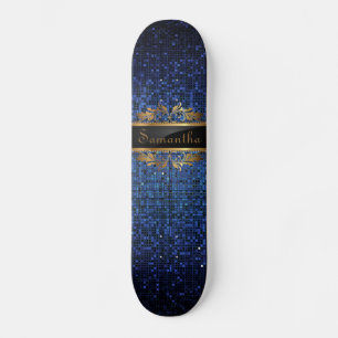 Blue Glitter Sequin Disco Glitz Comp Skateboard