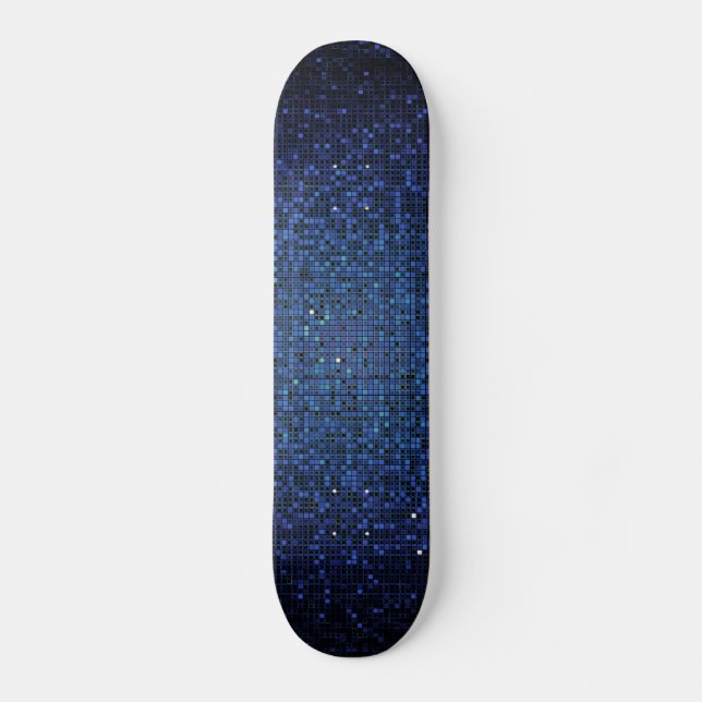 Blue Glitter Sequin Disco Glitz Comp Skateboard (Front)