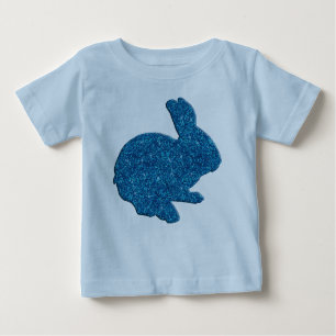 Blue Glitter Silhouette Easter Bunny Shirt