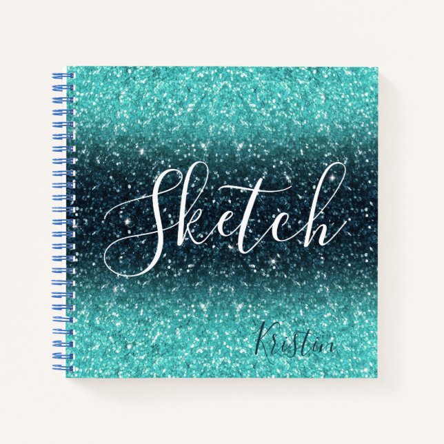 Blue Glitter Sketchbook Notebook (Front)