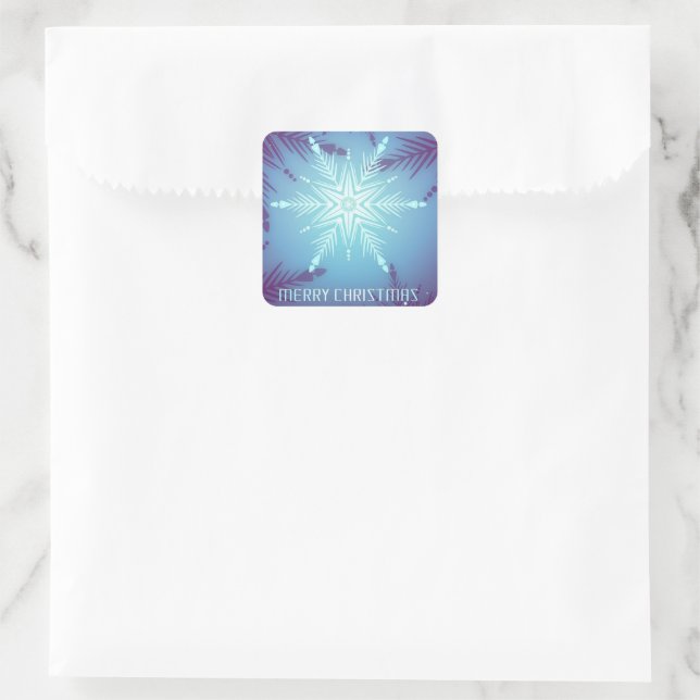 Blue Glitter Snow Star Flakes  Square Sticker (Bag)