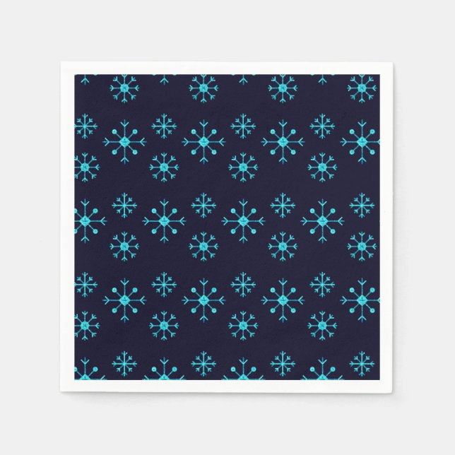 Blue Glitter Snowflakes Napkins (Front)