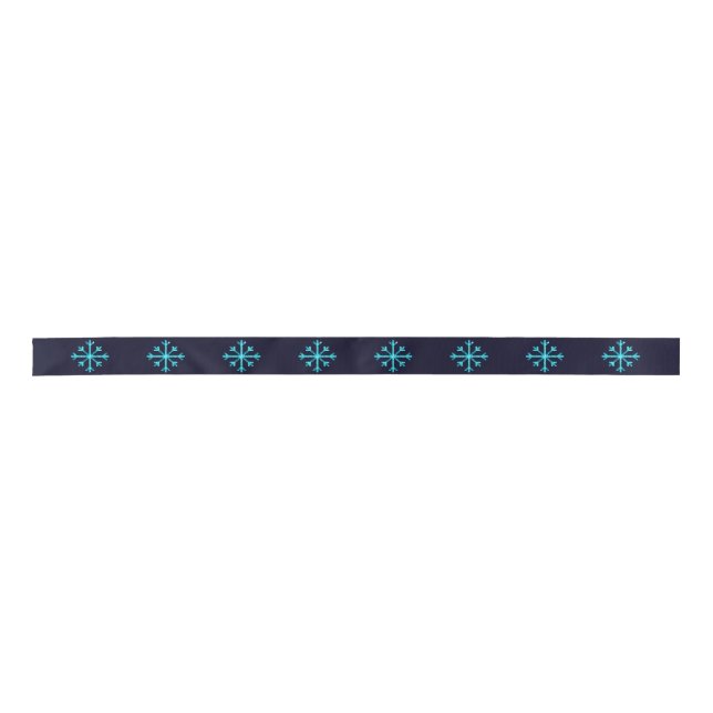 Blue Glitter Snowflakes Satin Ribbon (Front)