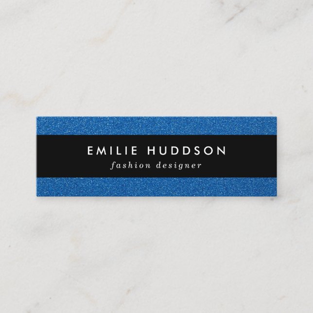 Blue Glitter, Sparkle, Glitter Background Mini Business Card (Front)