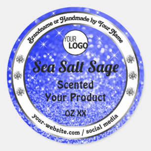 Blue Glitter Sparkling Stars Product Labels Logo