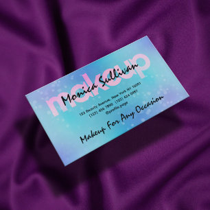 Blue glitter sparkly Makeup artist Business Card