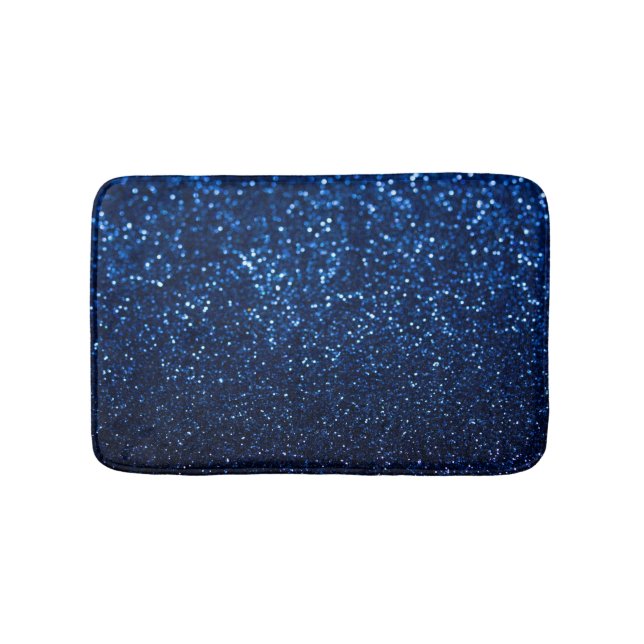 Blue Glitter Texture Festive Sparkle Bath Mat (Front)