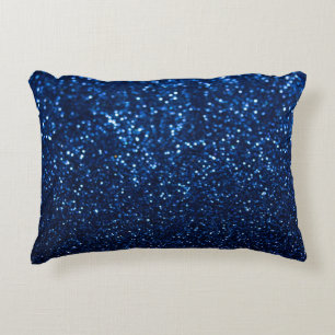Blue Glitter Texture Festive Sparkle Decorative Cushion