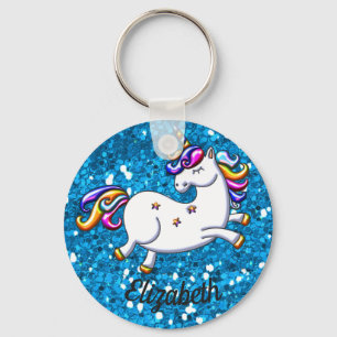 Blue Glitter Unicorn Key Ring