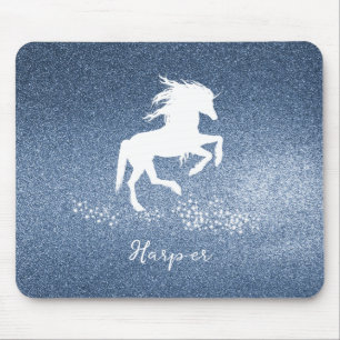 Blue Glitter Unicorn Mouse Pad