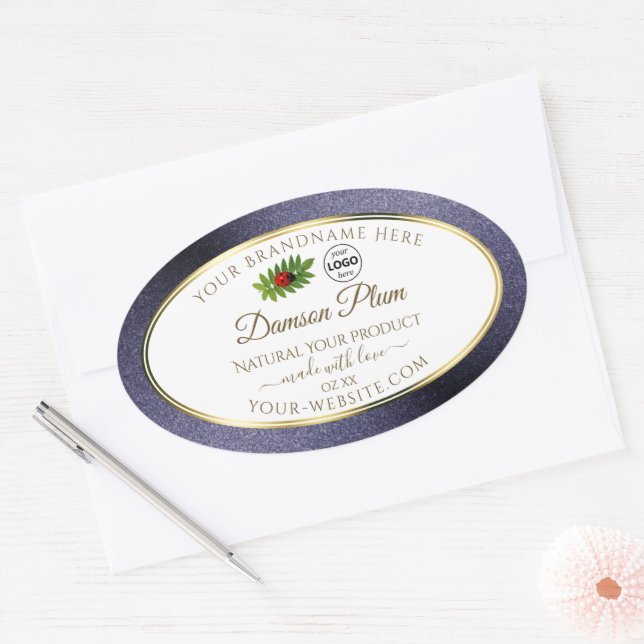 Blue Glitter White Gold Product Label Ladybug Logo (Envelope)