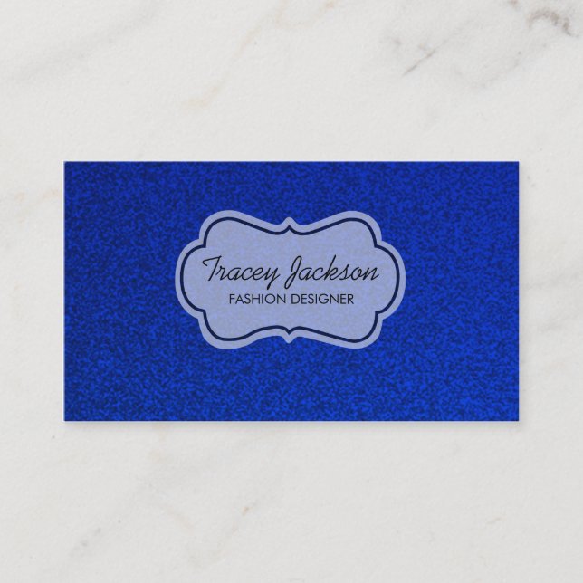 Blue glitter white tag custom business cards (Front)