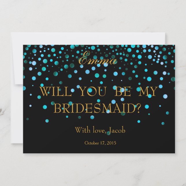 Blue Glitter Will You Be My Bridesmaid Invitation (Front)