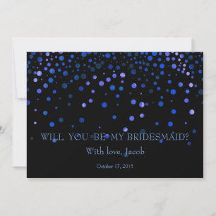 Blue Glitter Will You Be My Bridesmaid Invitation