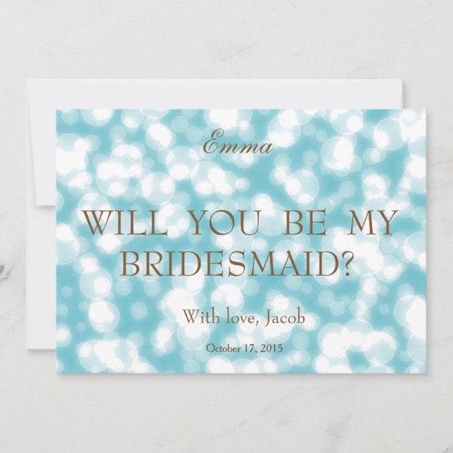 Blue Glitter Will You Be My Bridesmaid Invitation (Front)