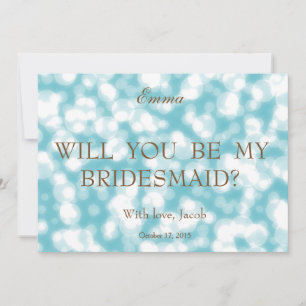 Blue Glitter Will You Be My Bridesmaid Invitation