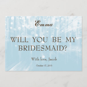 Blue Glitter Will You Be My Bridesmaid Invitation