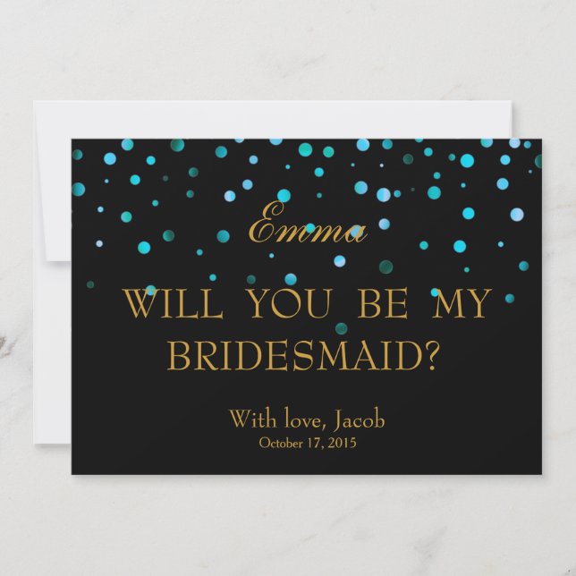 Blue Glitter Will You Be My Bridesmaid Invitation (Front)