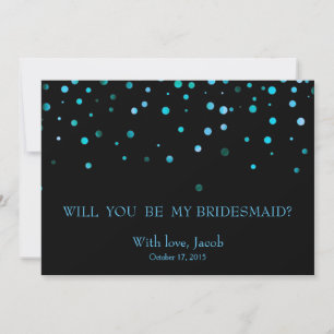 Blue Glitter Will You Be My Bridesmaid Invitation