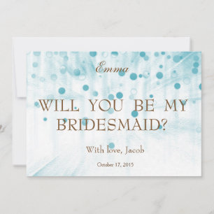 Blue Glitter Will You Be My Bridesmaid Invitation