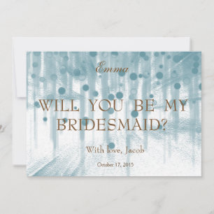 Blue Glitter Will You Be My Bridesmaid Invitation