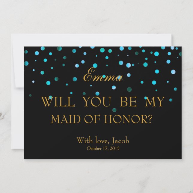 Blue Glitter Will You Be My MAID OF HONOR Invitation (Front)