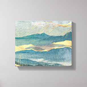 Blue & Glittering Gold Landscape Canvas Print