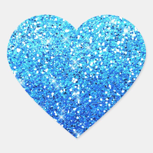 Blue Glitters Sparkles Texture Heart Sticker (Front)