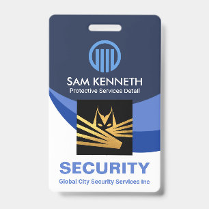 Blue Global Wave Press Staff Photo Security ID Badge