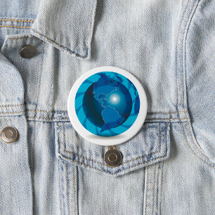 Blue Globe 7.5 Cm Round Badge