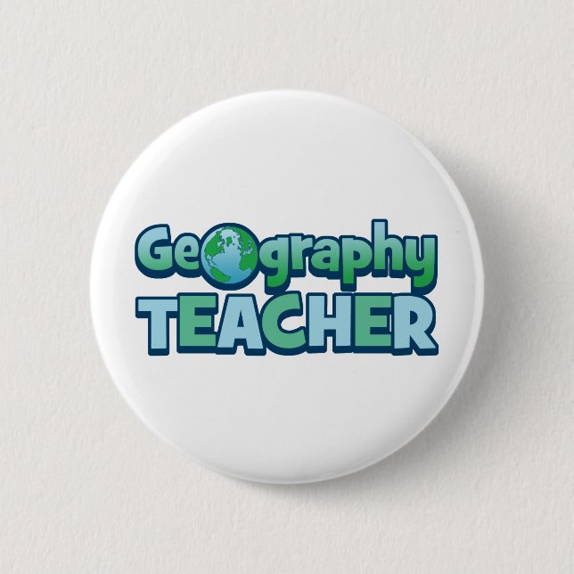 Blue Globe Geography Teacher 6 Cm Round Badge (Front)