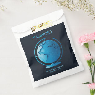 Blue Globe Passport Travel Baby Shower Favour Bags