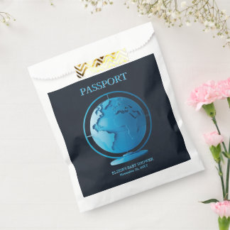 Blue Globe Passport Travel Baby Shower Favour Bags