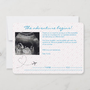 Blue Globe Passport Travel Baby Shower Thank You Card