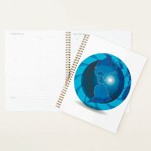 Blue Globe Spiral Planner