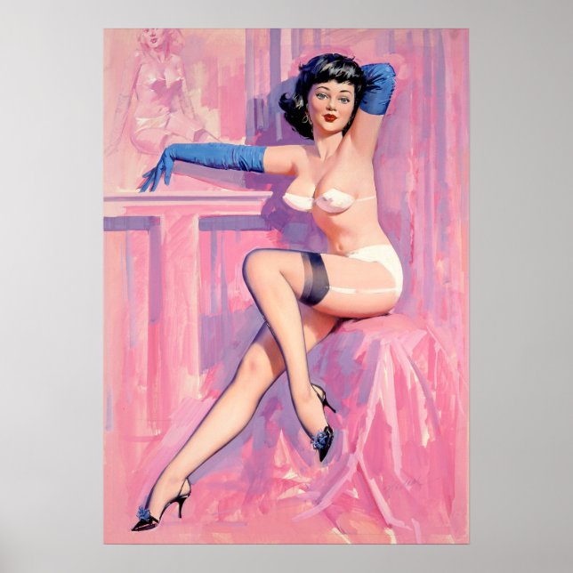 Blue Gloves Pinup Poster (Front)