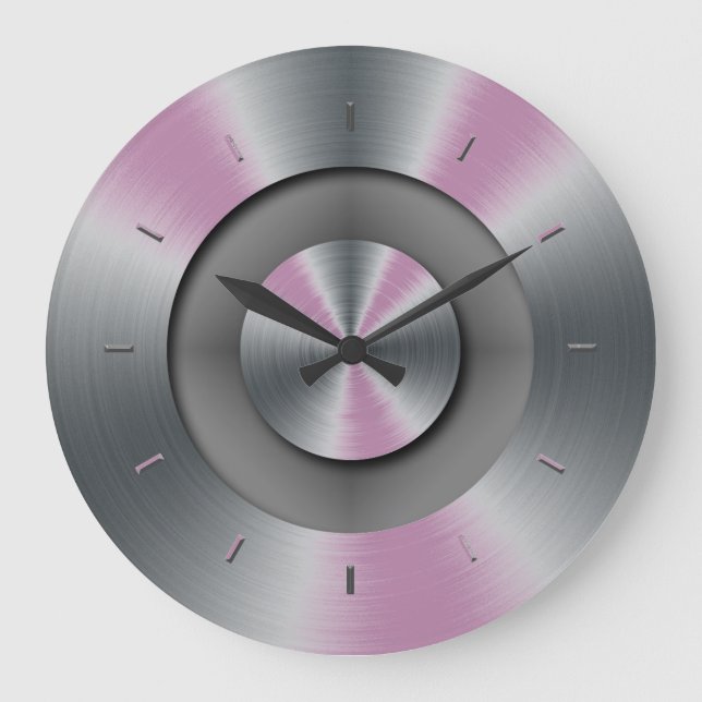 Blue Glow Faux Metal Elegant Modern Wall Clock (Front)