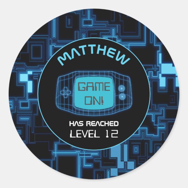Blue Glow Handheld Console Classic Round Sticker (Front)