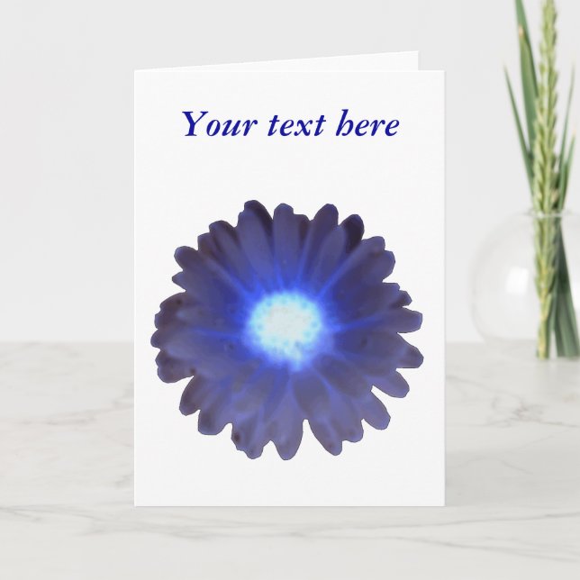Blue Glow Marigold Custom Greeting Card (Front)