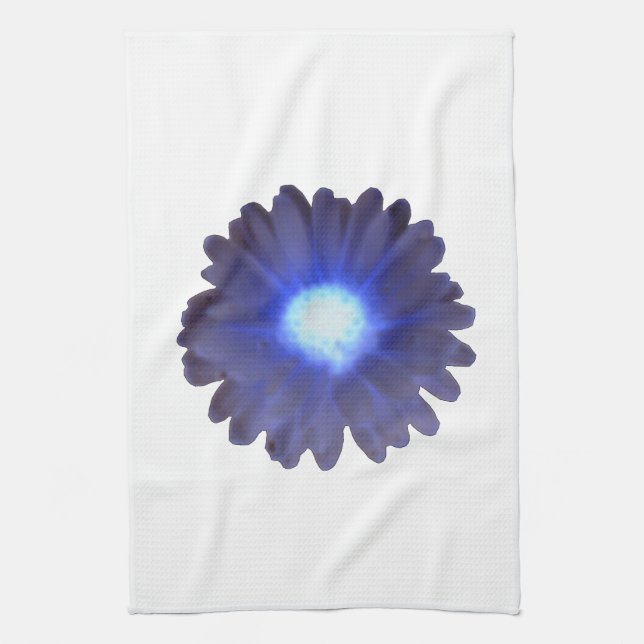 Blue Glow Marigold Kitchen Towel (Vertical)