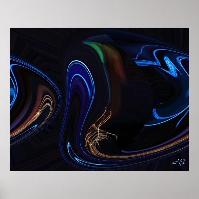 Blue Glow Stick Art Poster (Front)