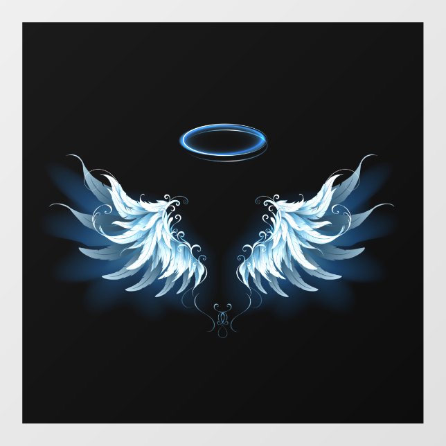 Blue Glowing Angel Wings on black background (Sheet)