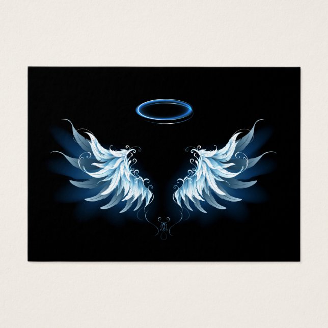 Blue Glowing Angel Wings on black background (Front)
