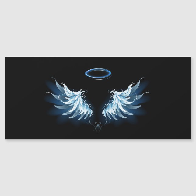 Blue Glowing Angel Wings on black background (Front)