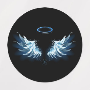 Blue Glowing Angel Wings on black background