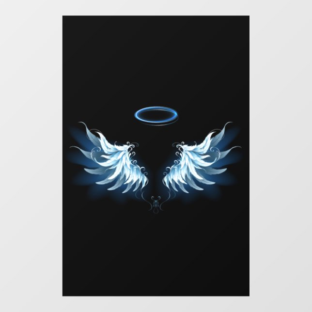 Blue Glowing Angel Wings on black background (Sheet)