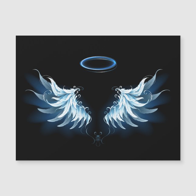 Blue Glowing Angel Wings on black background (Front)