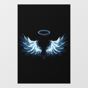 Blue Glowing Angel Wings on black background