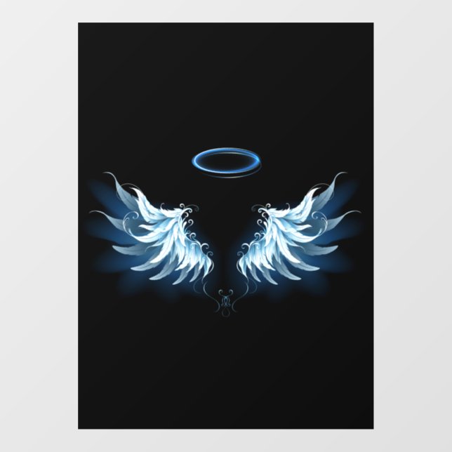 Blue Glowing Angel Wings on black background (Sheet)