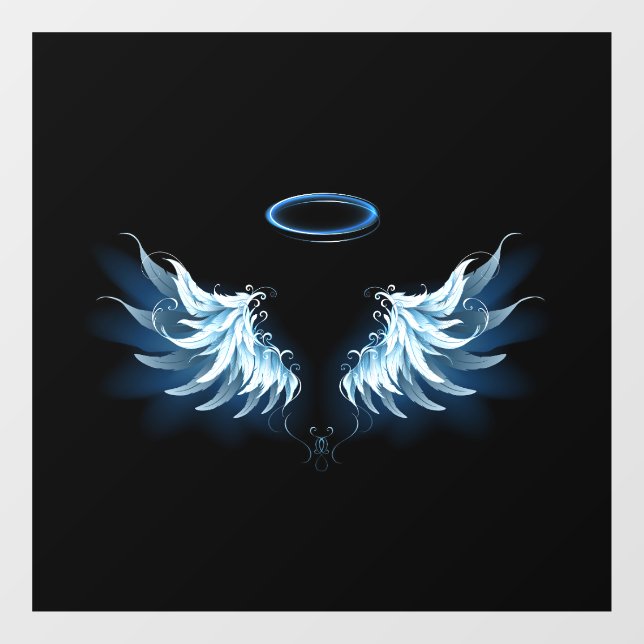 Blue Glowing Angel Wings on black background (Sheet)